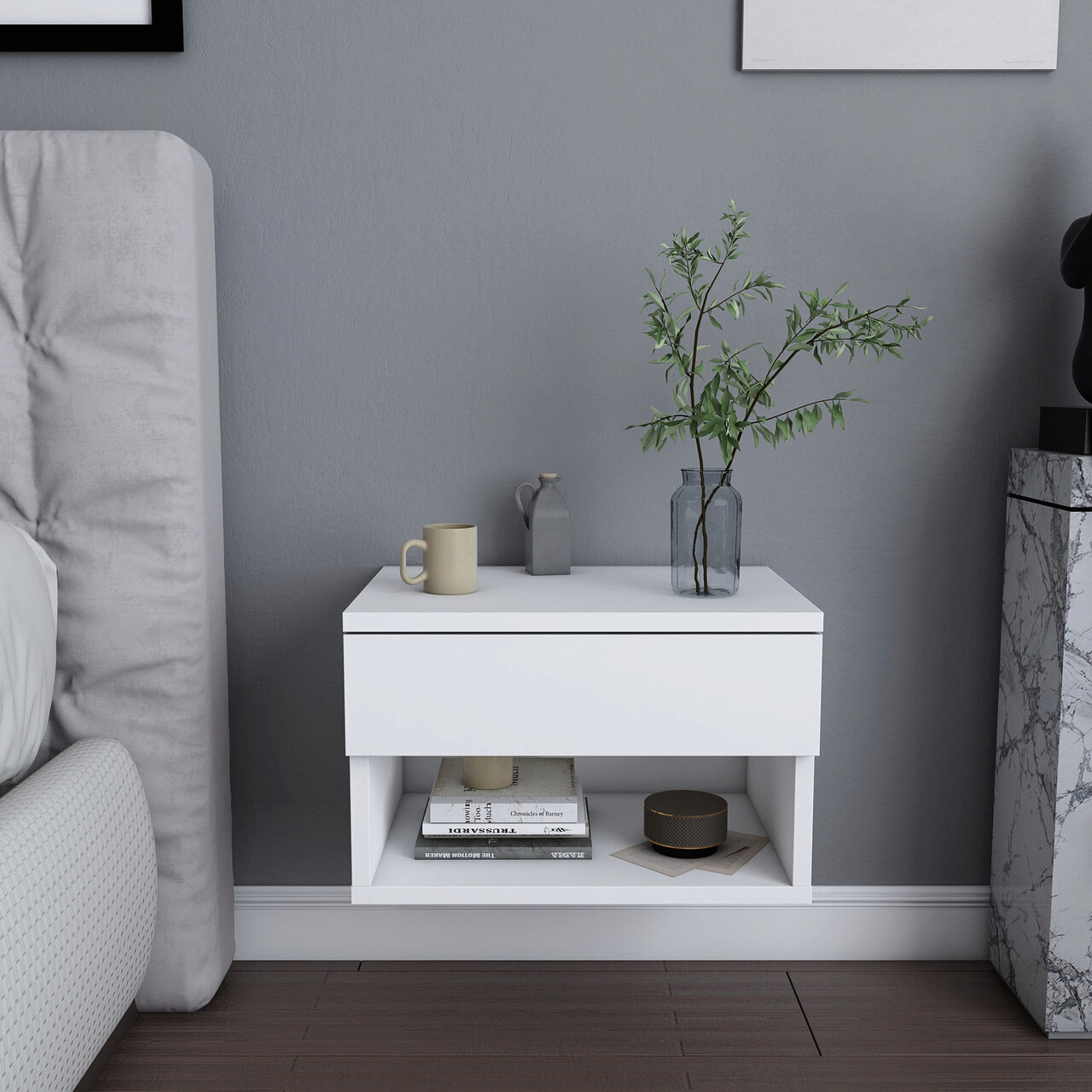 Noptiera, Hanah Home, Jamot, 44.6x29x31.9 cm, Alb - imagine 7